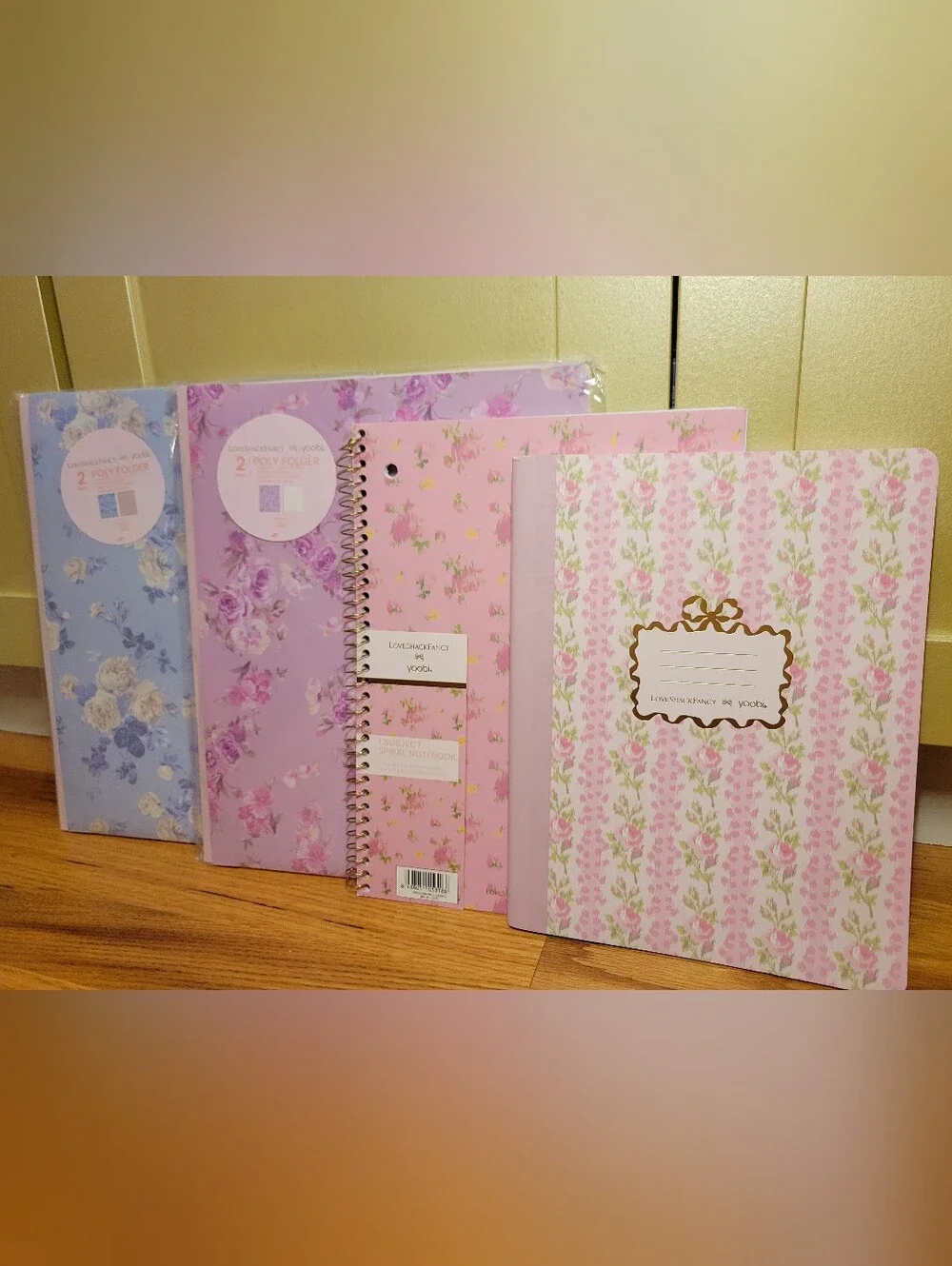 NWT LoveShackFancy x Yoobi Target School Supply 4 Pc Set Notebooks & Folders HTF